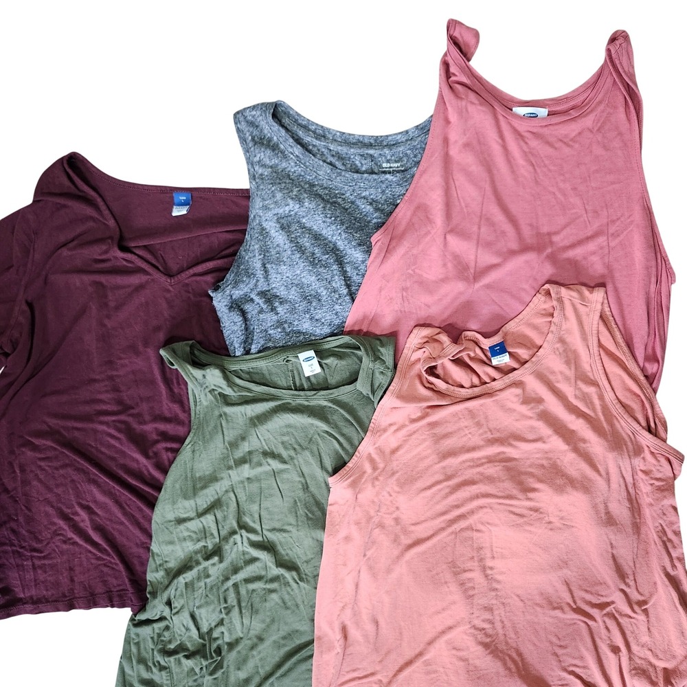 Old Navy Womens Large Luxe Linen Blend Tank Top Tee Bundle Lot 5pc Layer Casual